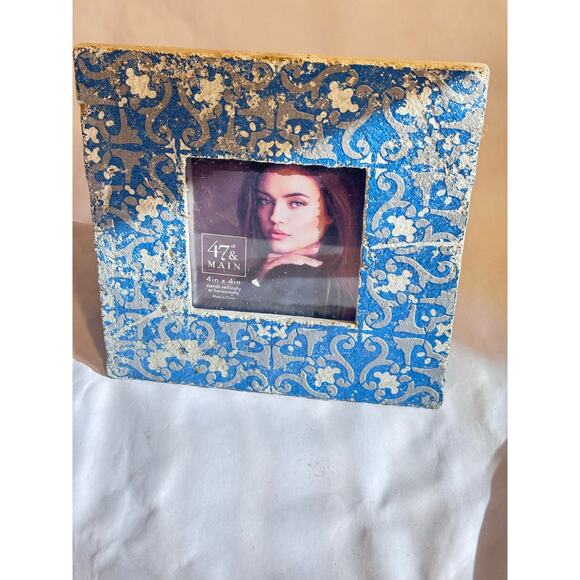 Distressed Painted Cement Handcrafted look Photo Frame Picture Holder 4x4 photo - Picture 6 of 7